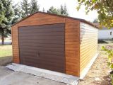 Garaż drewnopodobny złoty dąb - brama orzech - (4 m x 5 m)