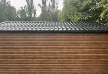 Garaż drewnopodobny złoty dąb czarny dach - (4 m x 6 m) - zdjęcie 5