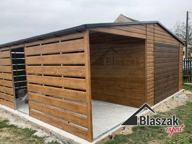 Garaż drewnopodobny z wiatą 2m - (6 m x 5 m)