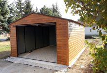 Garaż drewnopodobny złoty dąb - brama orzech - (4 m x 5 m) - zdjęcie 2
