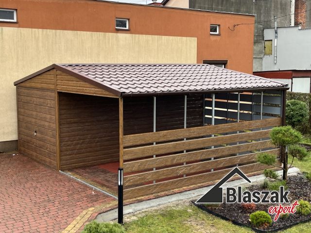 Garaż drewnopodobny z wiatą 3m - (6 m x 5 m)