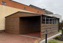 Garaż drewnopodobny z wiatą 3m - (6 m x 5 m) - zdjęcie 1