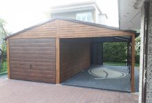 Garaż drewnopodobny z blachodachówką - (6 m x 6.5 m) - zdjęcie 1