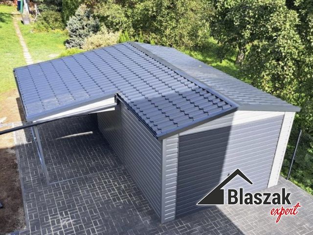 Garaż akrylowy Premium z zadaszeniem - (3,5 m x 6,5 m + zadaszenie 2 m x 4 m)