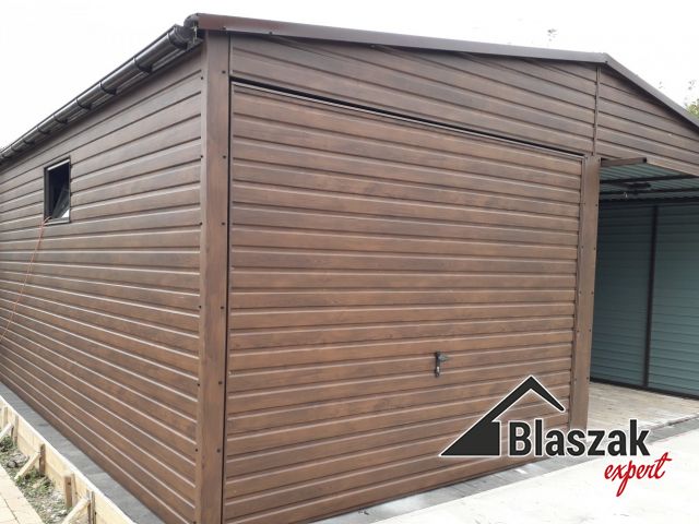 Garaż drewnopodobny całość orzech - (6 m x 5 m)